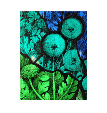 Detail uit Planten gebrandschilderd tiffany glas